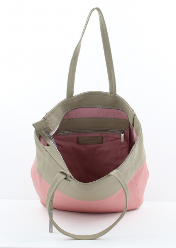 Marc O'Polo Shopper RUMI, aus Leder Rosa Beige mit 2 Henkel_7_Reißverschlusstasche-Innen
