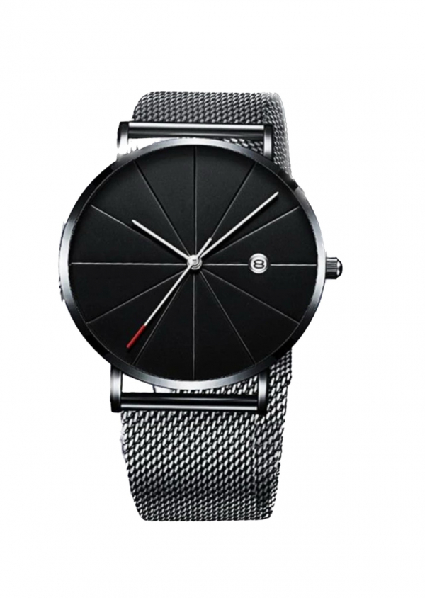 Edelstahl Herren Uhr Business Casual mit Mesh-Armband Silber