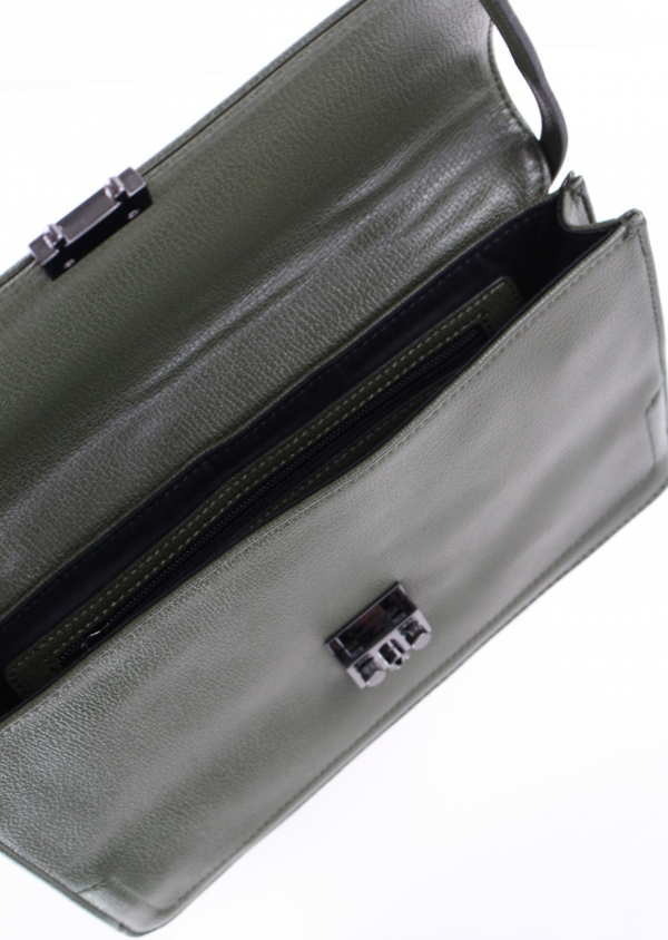 REPLAY Crossbody Umhängetasche Kunstleder mit Details und Schultergurt Dunkelgrün_10