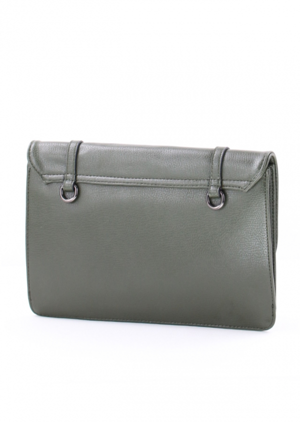 REPLAY Crossbody Umhängetasche Kunstleder mit Details und Schultergurt Dunkelgrün_8